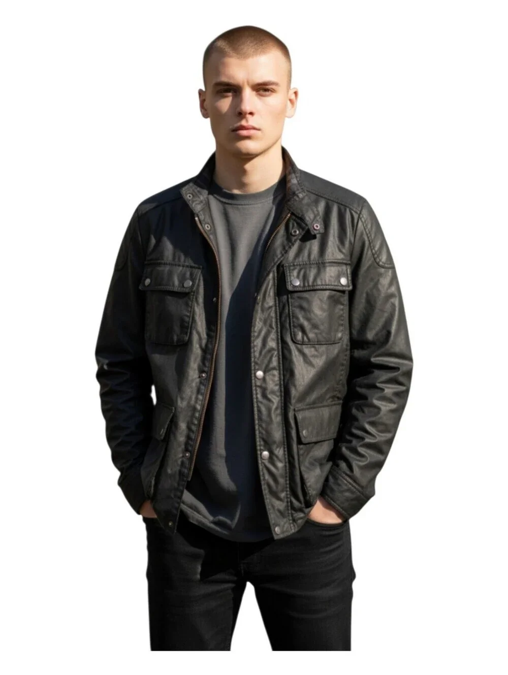 J Crew Mens Black Thinsulate Lined Hayes Waxed Canvas Cargo Field Coat XS